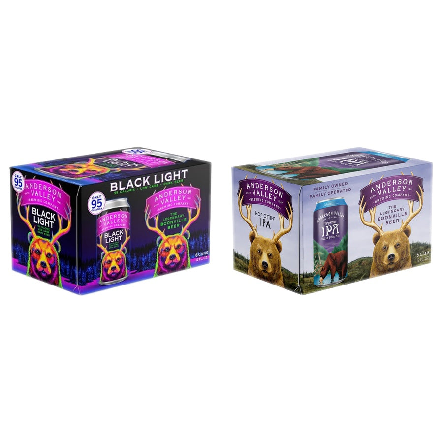 Anderson Valley Black Light Can 24 Pack and Anderson Valley Hop Ottin IPA 24 Pack