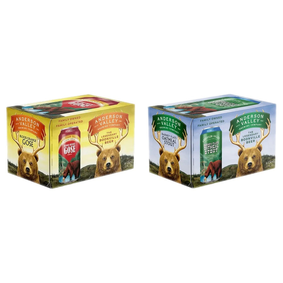 Anderson Valley Blood Orange Can 24 Pack and Anderson Valley Oat Stout Can 24 Pack