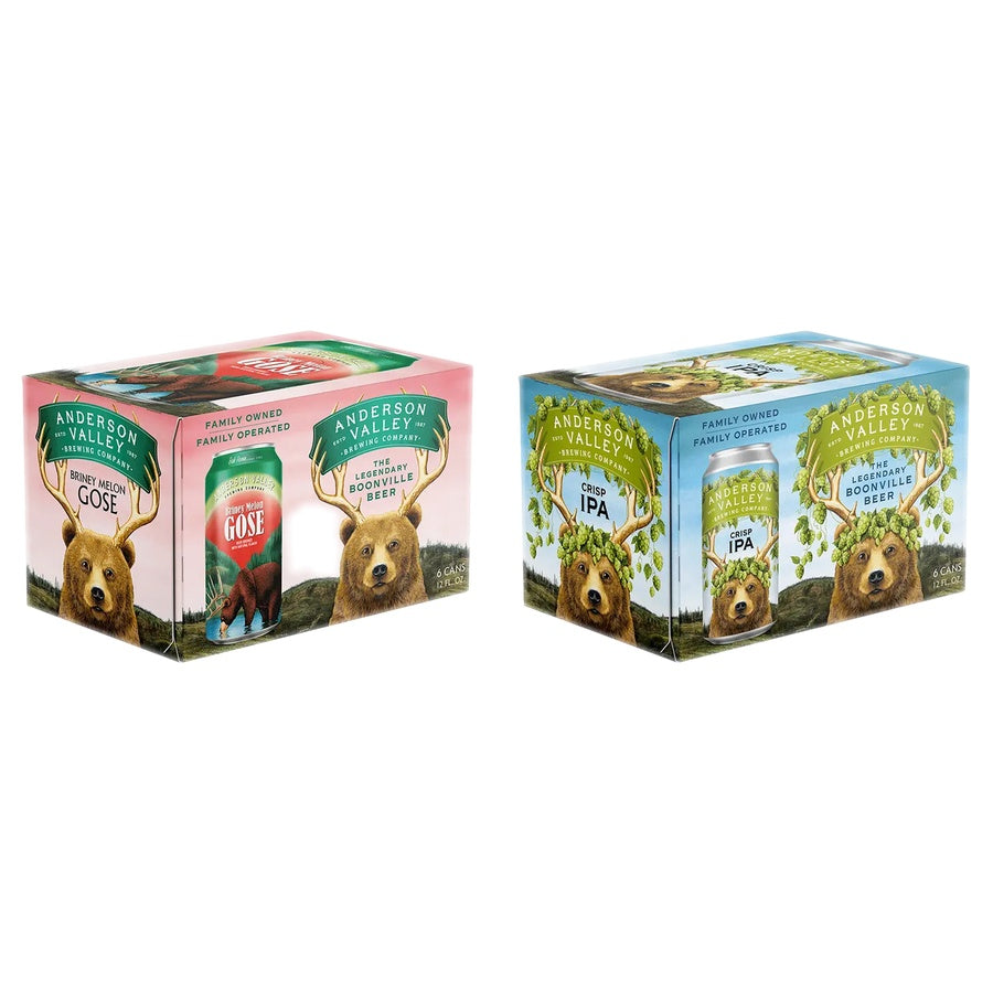 Anderson Valley Briney Melon Can 24 Pack and Anderson Valley Crisp IPA Can 24 Pack