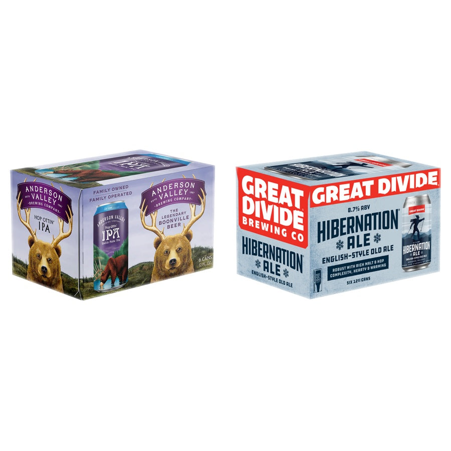 Anderson Valley Hop Ottin IPA 24 Pack and Great Divide Hibernation Ale 24 Pack