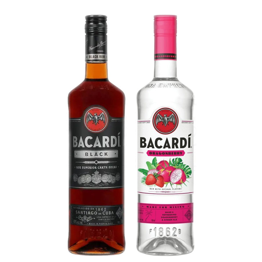 Bacardi Black Rum and Bacardi Dragon Berry Flavored Rum