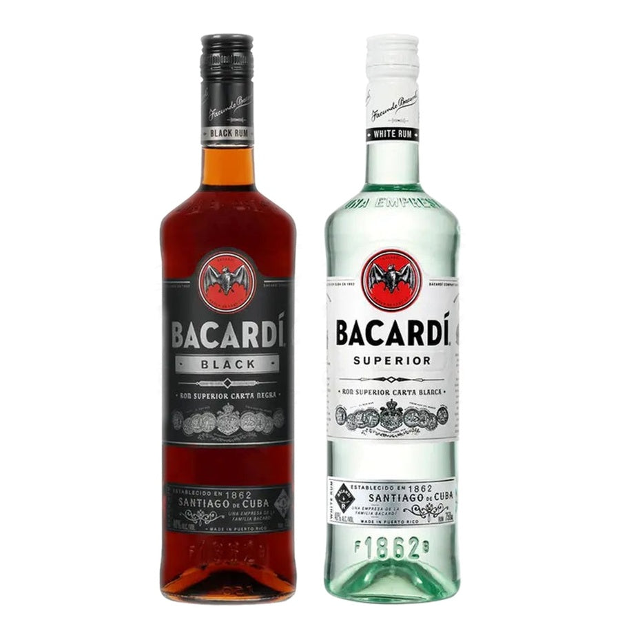 Bacardi Black Rum and Bacardi Light Rum Superior