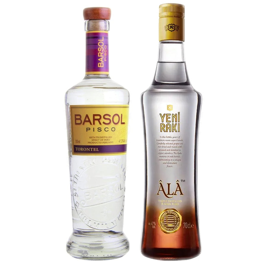 Barsol Pisco Torontel Selecto and Yeni Raki Ala
