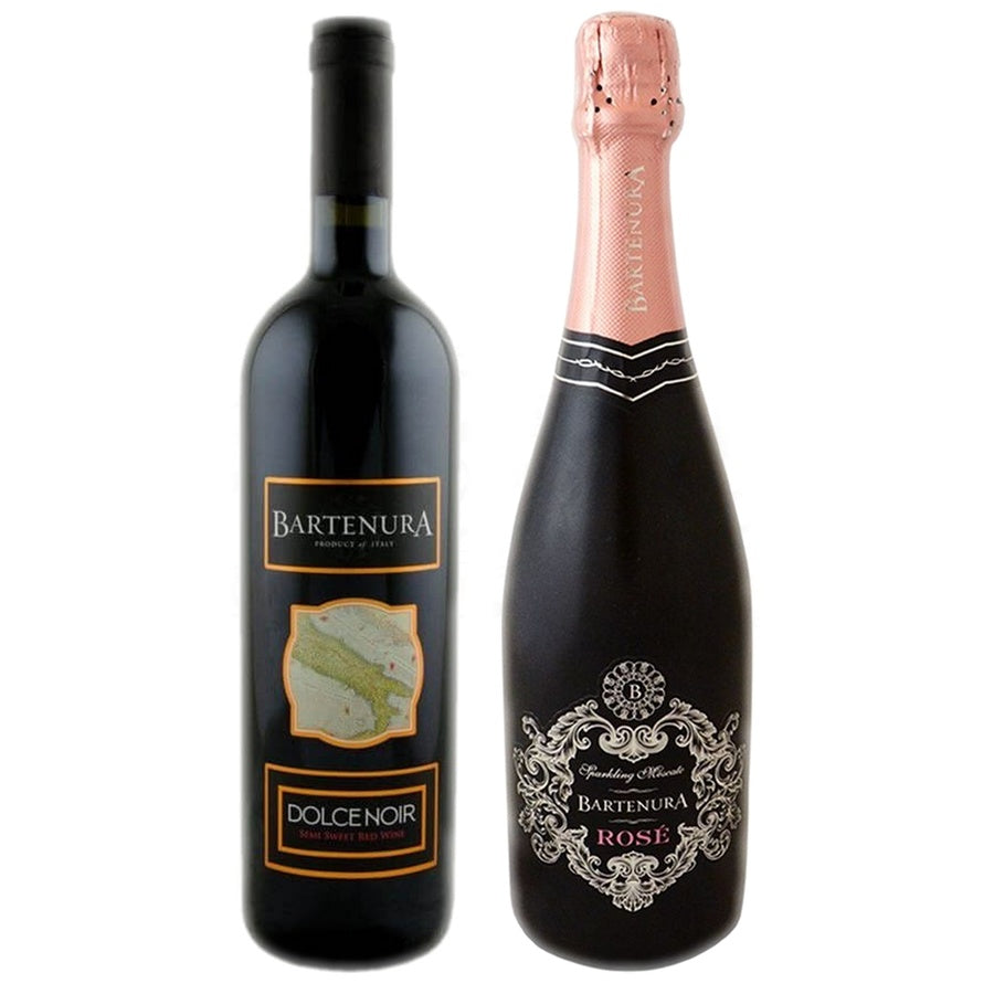 Bartenura Dolce Noir Semi Sweet Italy and Bartenura Sparkling Moscato Rose Piemonte