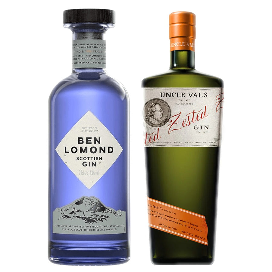 Ben Lomond Scottish Gin and Uncle Vals Gin Zested