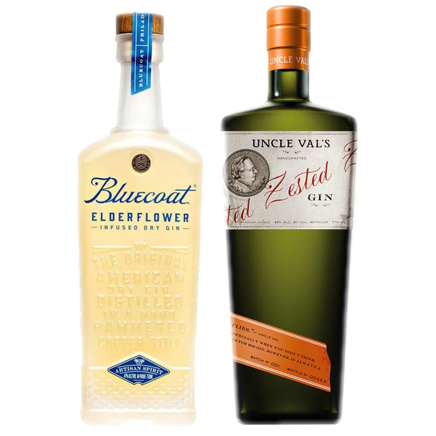 Bluecoat Elderflower Gin and Uncle Vals Gin Zested