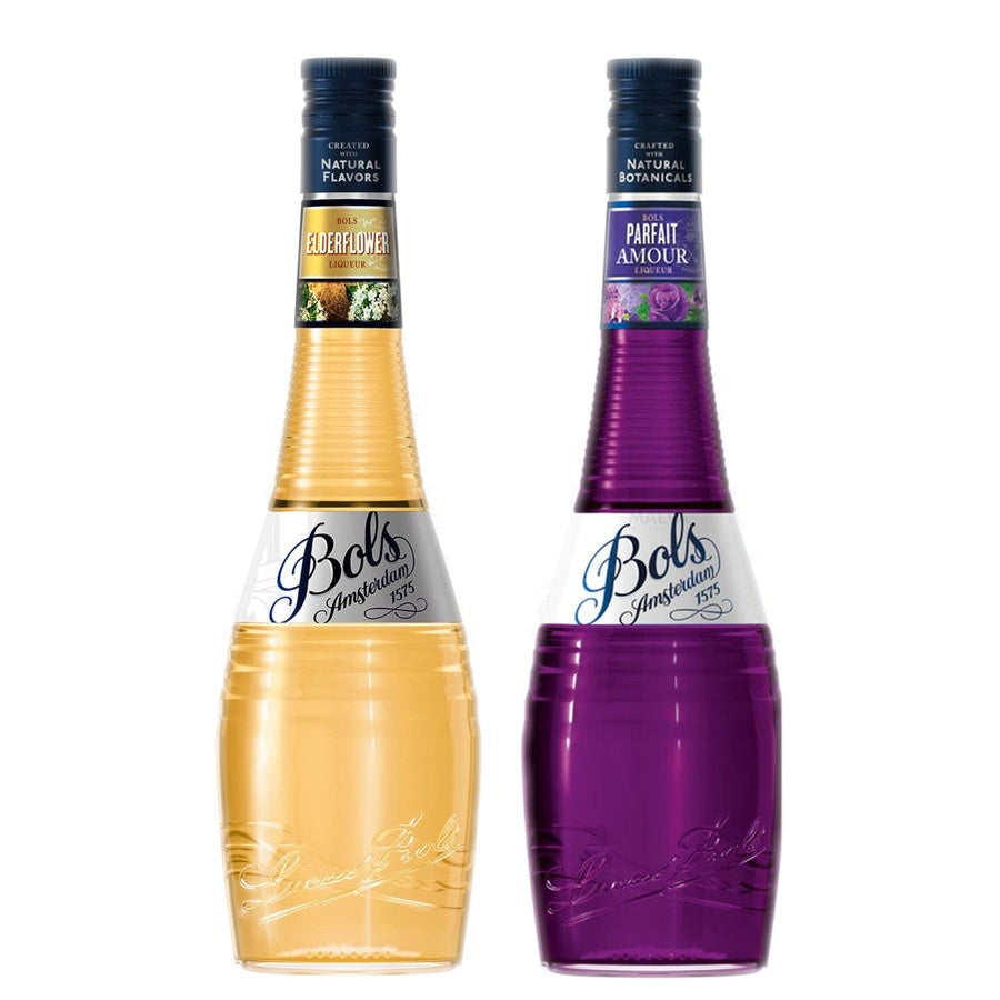 BOLS Elderflower Liqueur and BOLS Parfait Amour Liqueur