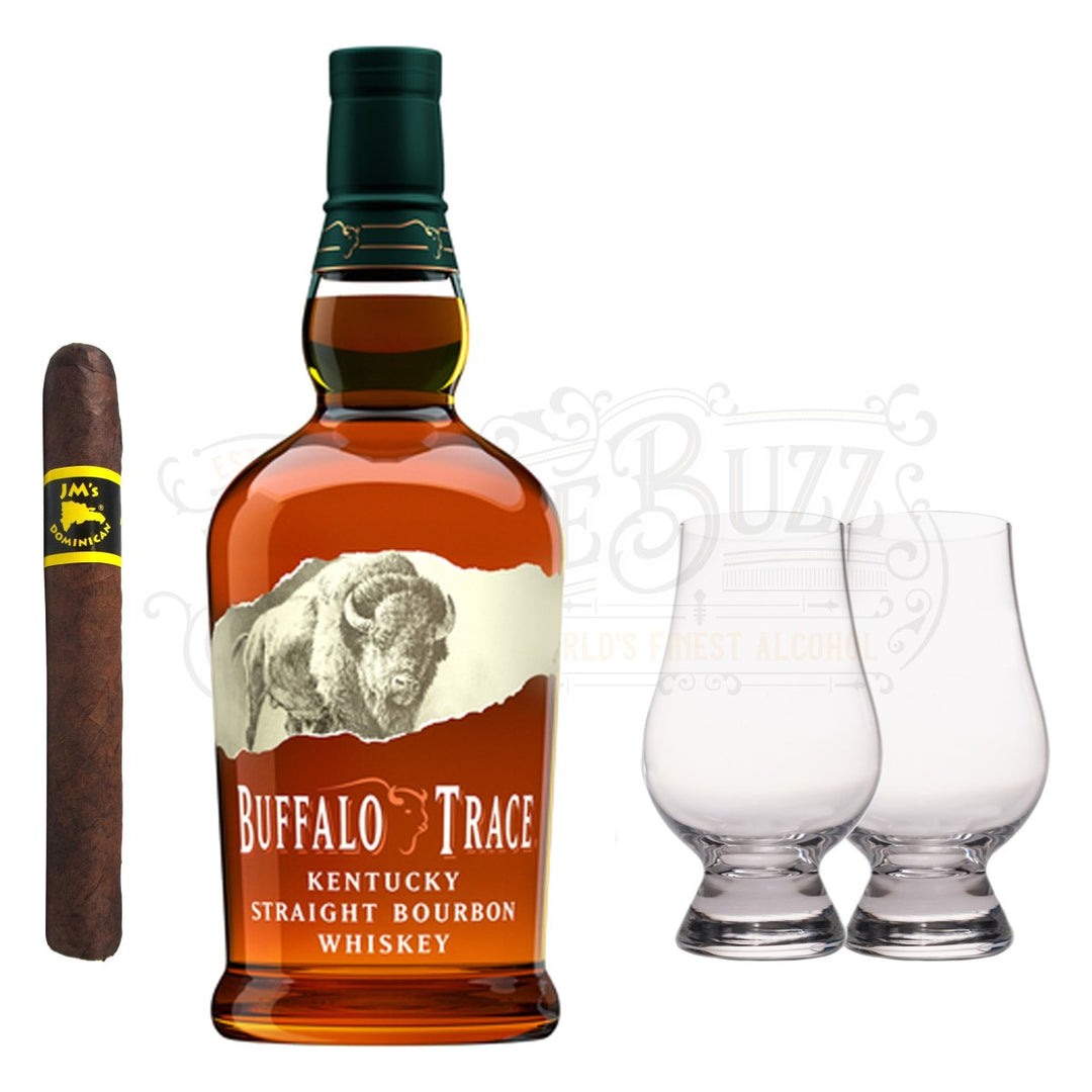 Buffalo Trace Bourbon with Glencairn Set & Cigar Bundle - BottleBuzz