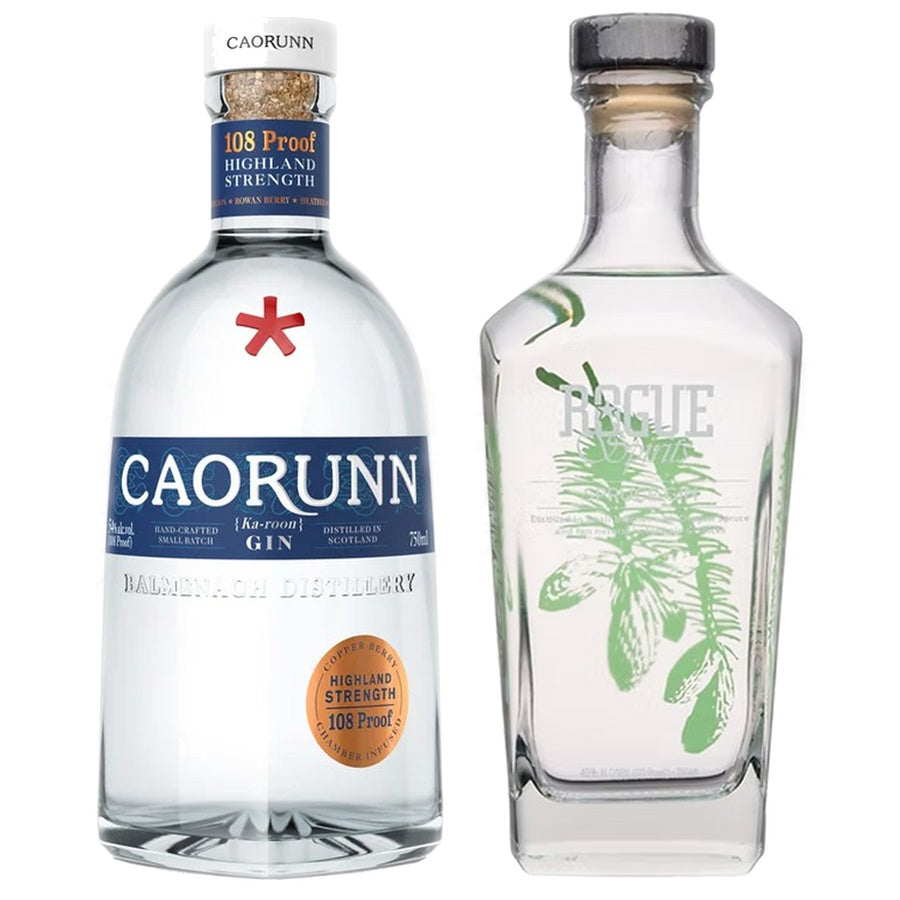 Caorunn Dry Gin Highland Strength 108 and Rogue Spirits Rogue Spruce Gin
