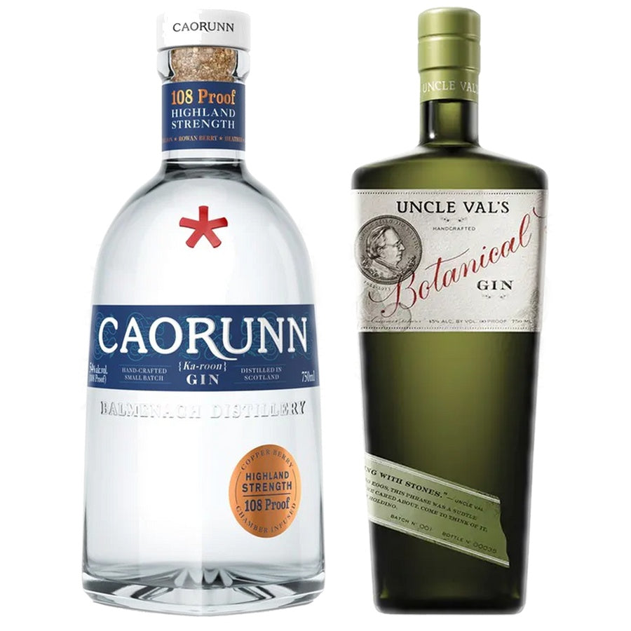 Caorunn Dry Gin Highland Strength 108 and Uncle Vals Gin Botanical