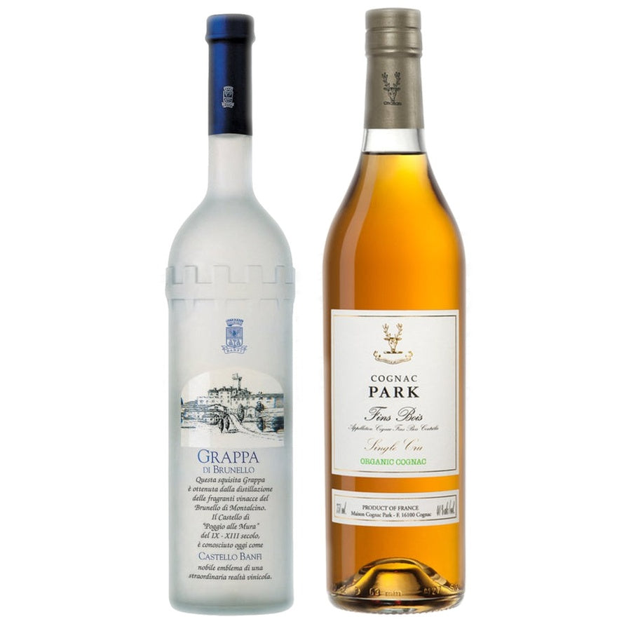 Castello Banfi Grappa di Brunello and Cognac Park Fins Bois Single Cru Organic