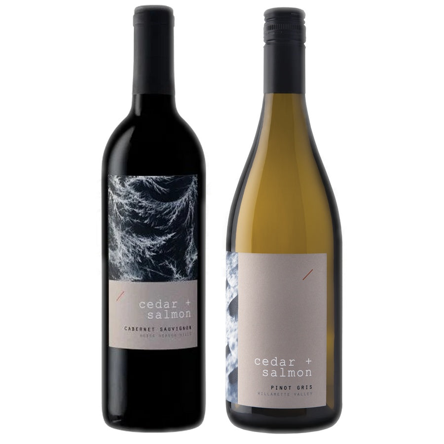 Cedar Salmon Cabernet Sauvignon and Cedar Salmon Pinot Gris