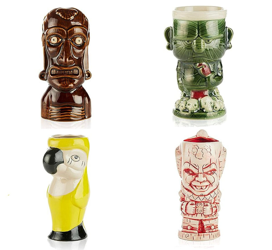 Ceramic Hawaiian Luau Tiki Mugs (Set of 4 - 14 - 22oz) - BottleBuzz