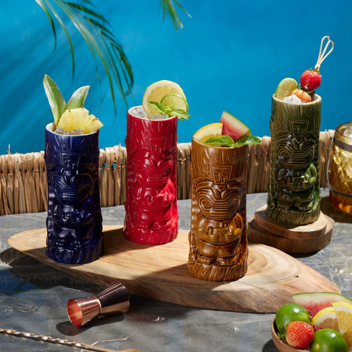 Ceramic Hawaiian Tiki Mugs Set of 4 (17 oz) - BottleBuzz