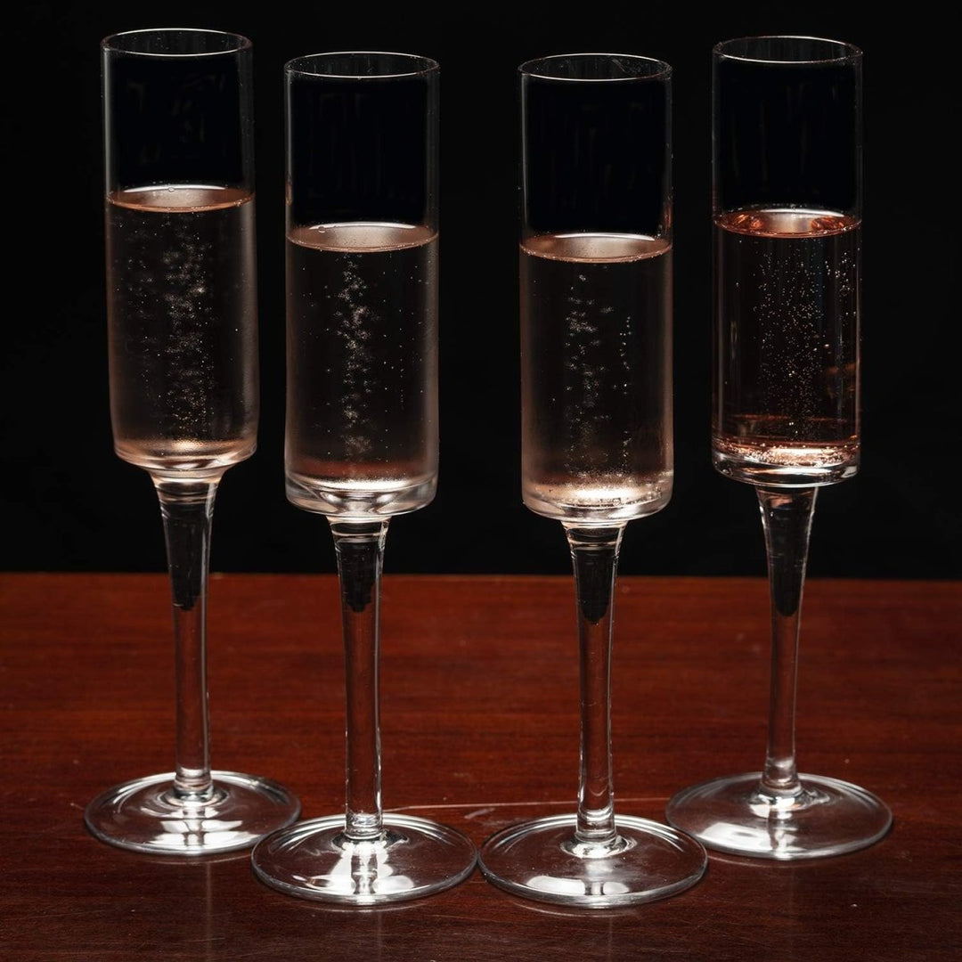 Champagne Flutes - Hand - Blown Crystal Mimosa Glasses (6oz/180mL) - BottleBuzz