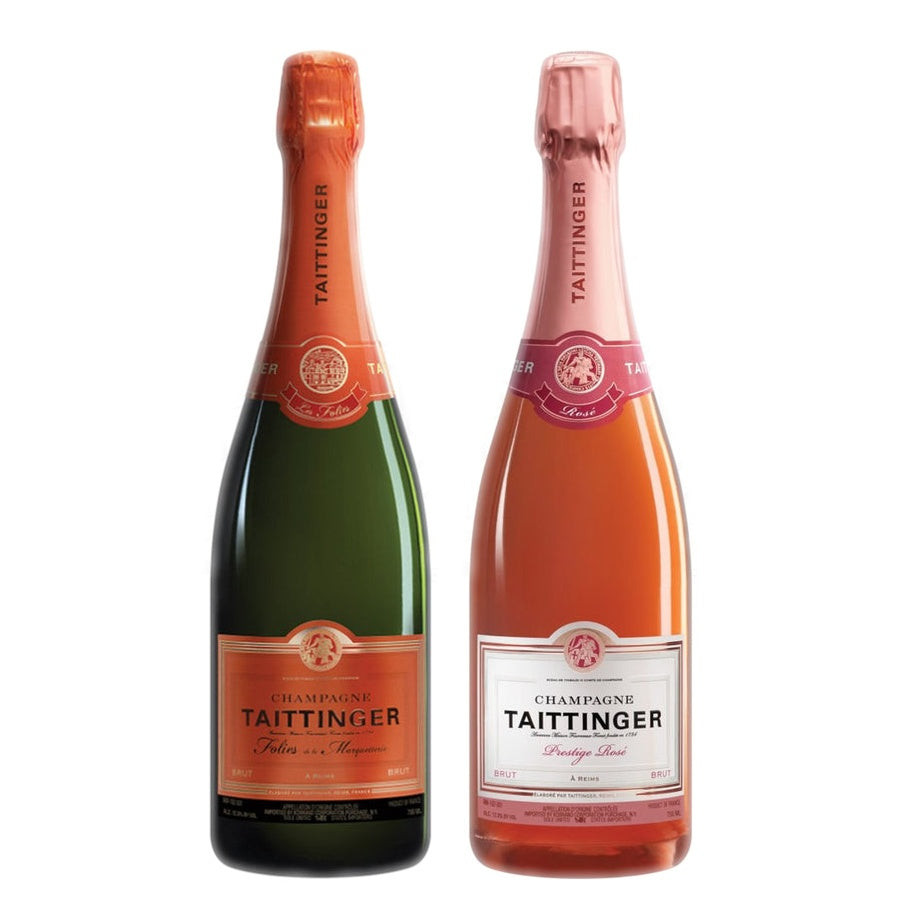 Champagne Taittinger Brut Les Folies de la Marquetterie and Champagne Taittinger Brut Prestige Rose