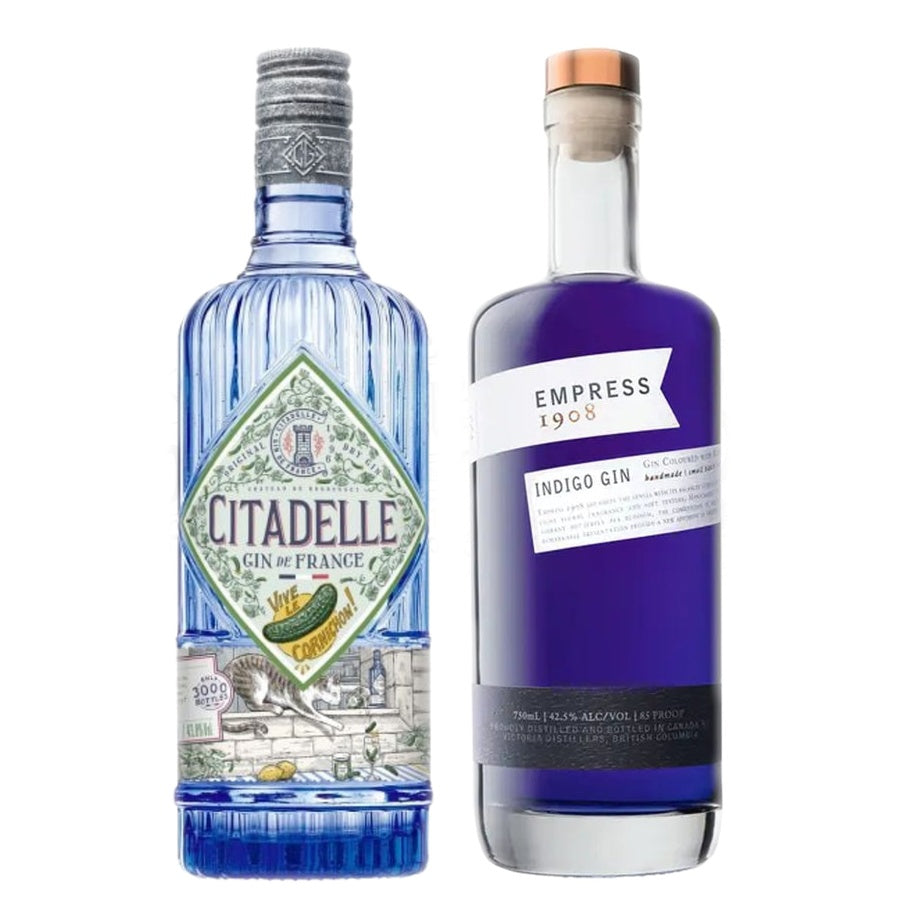 Citadelle Dry Gin Vive Le Cornichon and Empress 1908 Indigo Gin