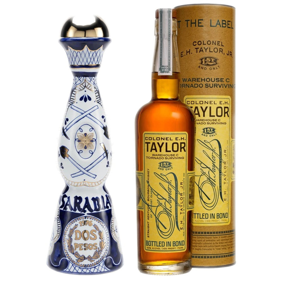 Clase Azul Limited Edition X Eduardo Sarabia Anejo Tequila Gold Edition and E.H. Taylor Warehouse C Tornado Surviving Bo