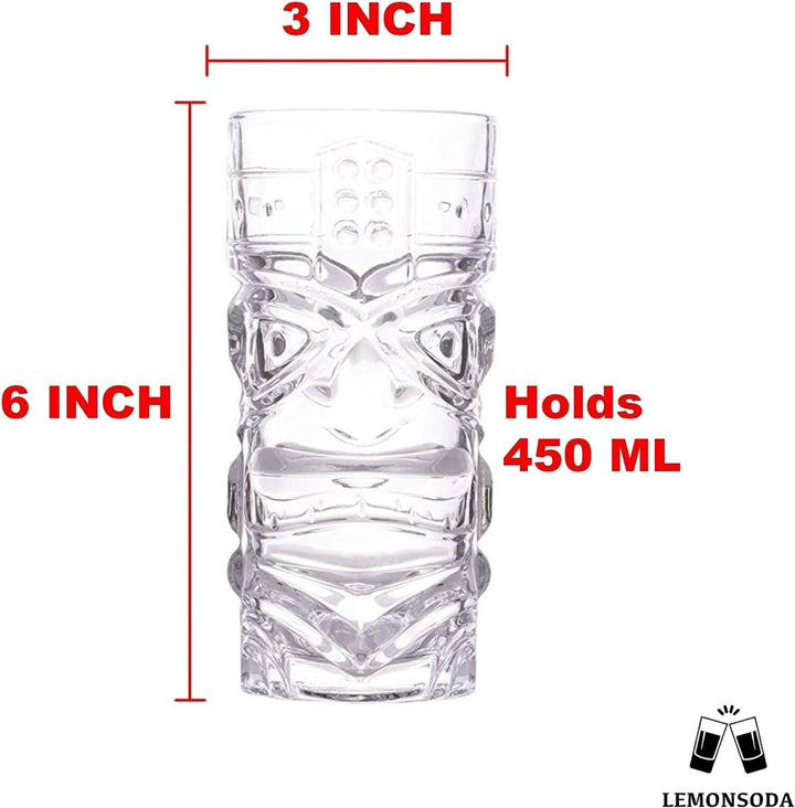 Clear Tiki Glasses, Set of 4 or 6 - 450 ML - BottleBuzz