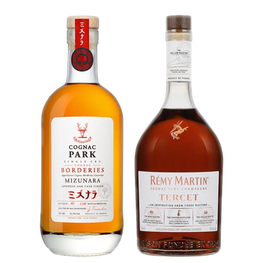 Cognac Park 12 Years Old Borderies Mizunara Japanese Oak Cask Finish Single Cru and Remy Martin Tercet Cognac