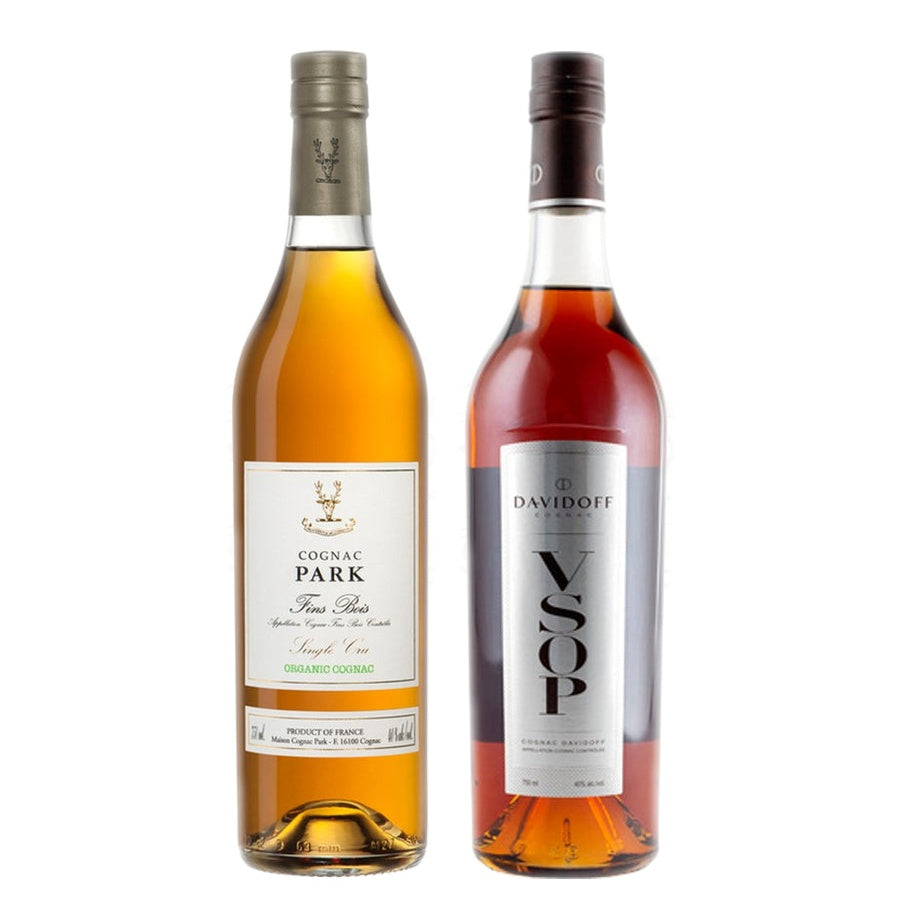 Cognac Park Fins Bois Single Cru Organic and Davidoff VSOP Cognac
