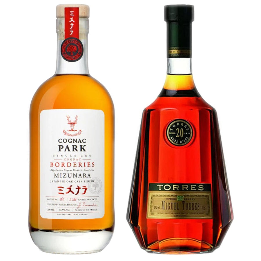 Cognac Park Mizunara Japanese Oak Cask Finish Single Cru Borderies and Torres 20 Year Old Hors d'Age Imperial Brandy