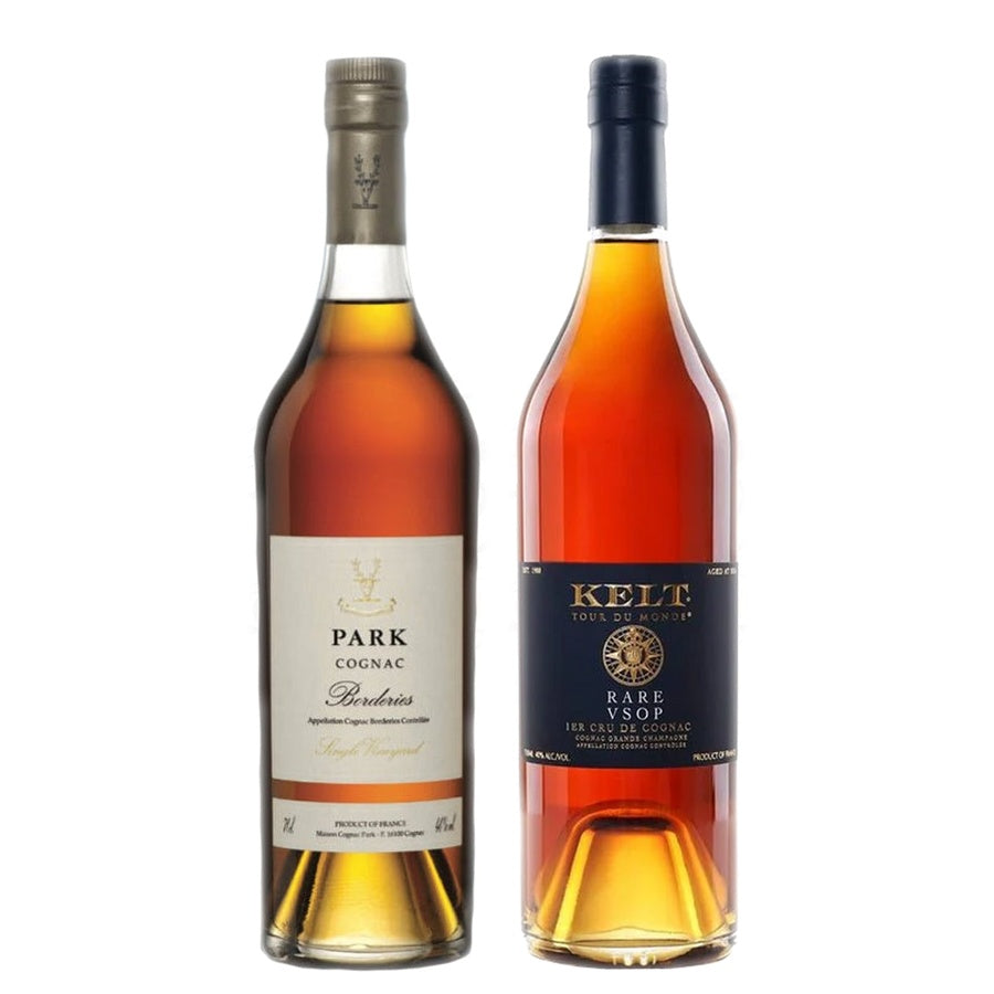 Cognac Park Single Vineyard Borderies and Kelt Tour Monde Cognac VSOP Rare