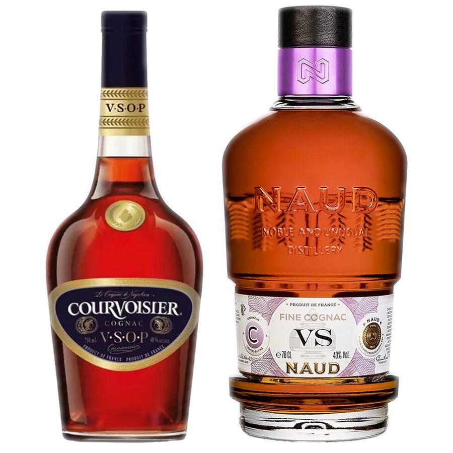 Courvoisier V.S.O.P. and Naud Cognac VS
