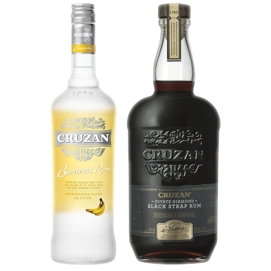 Cruzan Banana Flavored Rum and Cruzan Dark Rum Black Strap Estate Diamond