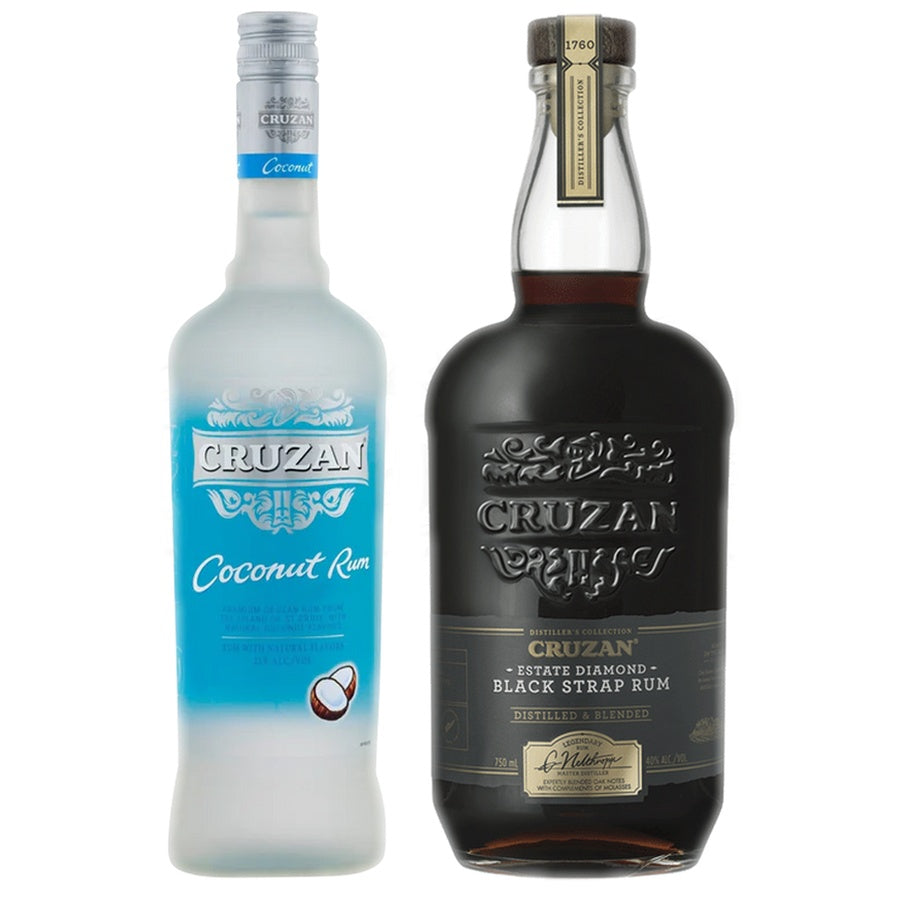 Cruzan Coconut Flavored Rum and Cruzan Dark Rum Black Strap Estate Diamond