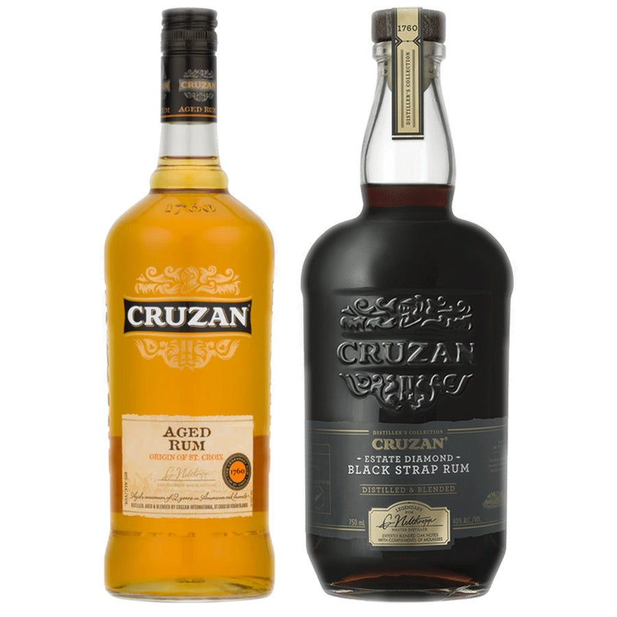 Cruzan Dark Rum Aged 2 Yr and Cruzan Dark Rum Black Strap Estate Diamond