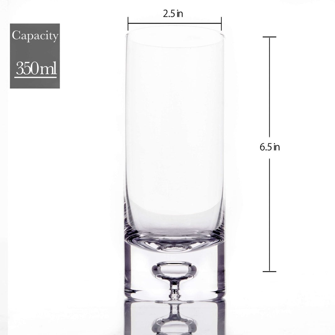 Crystal Bubble Base Collins Glass Highball Tumbler - Set of 4 - 12oz - BottleBuzz