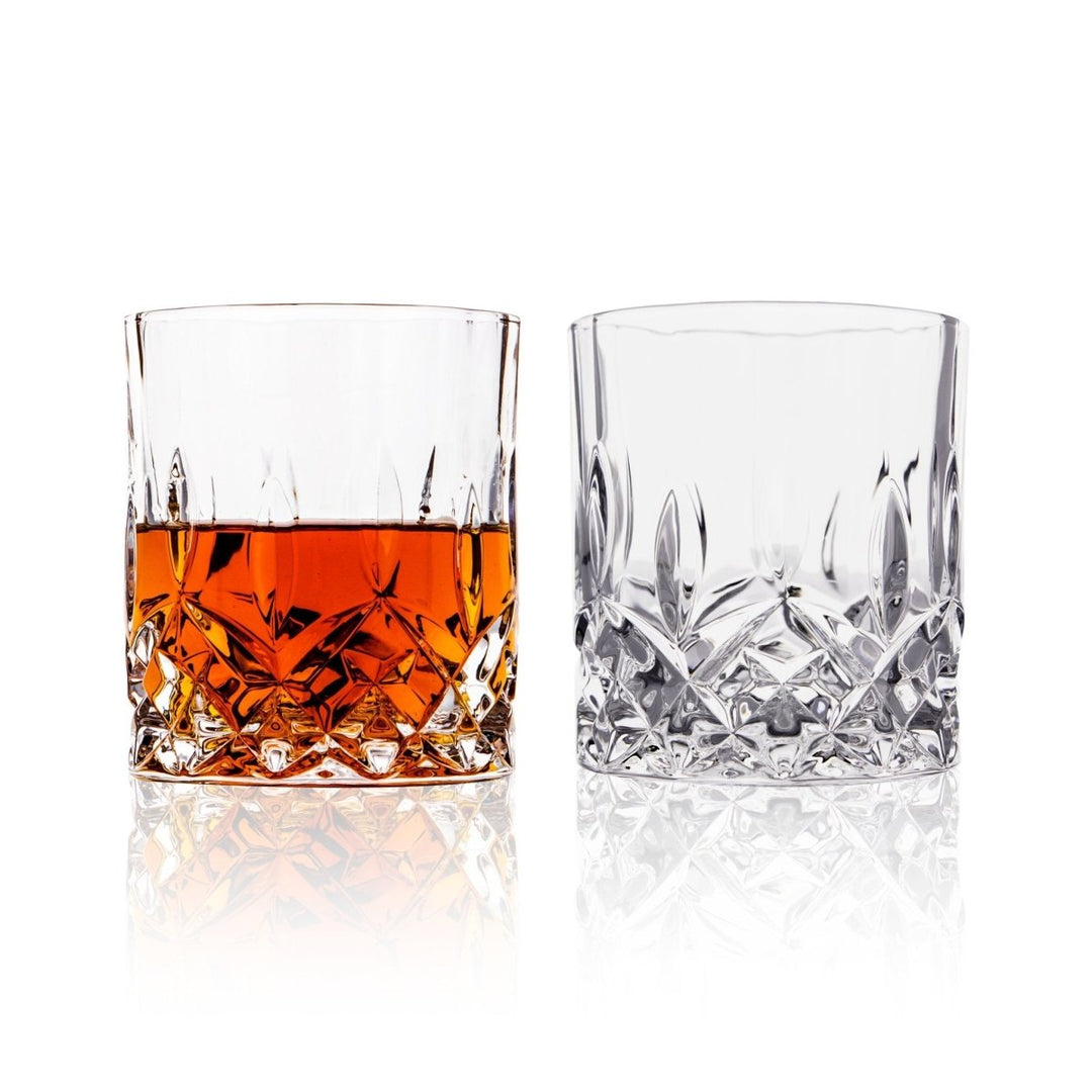 Crystal Cut Old Fashioned Whiskey Glasses (10oz) - BottleBuzz