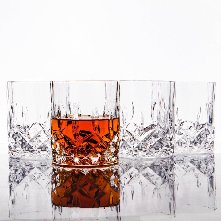 Crystal Cut Old Fashioned Whiskey Glasses (10oz) - BottleBuzz