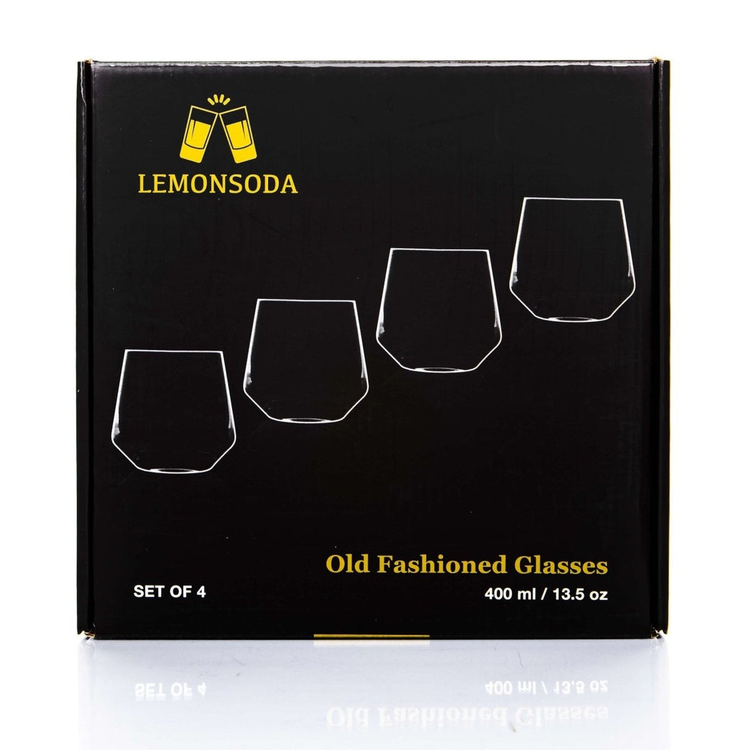 Crystal Old Fashioned Whiskey Glasses - Set of 4 - 13.5oz - BottleBuzz