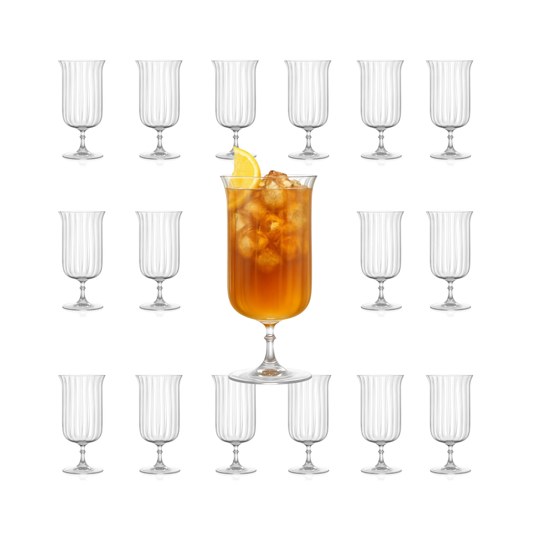 Rims Orient-Coupe Gin Sour/Long Island Ribbed Cocktail Glasses - (Deco) Set of 2 (11.5oz / 340mL)