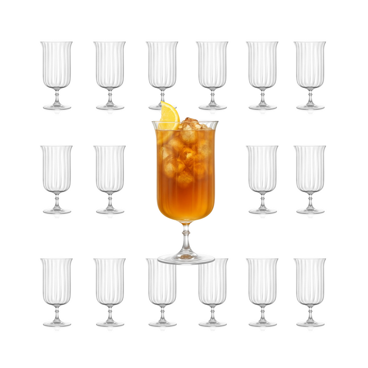 Rims Orient-Coupe Gin Sour/Long Island Ribbed Cocktail Glasses - (Deco) Set of 2 (11.5oz / 340mL)