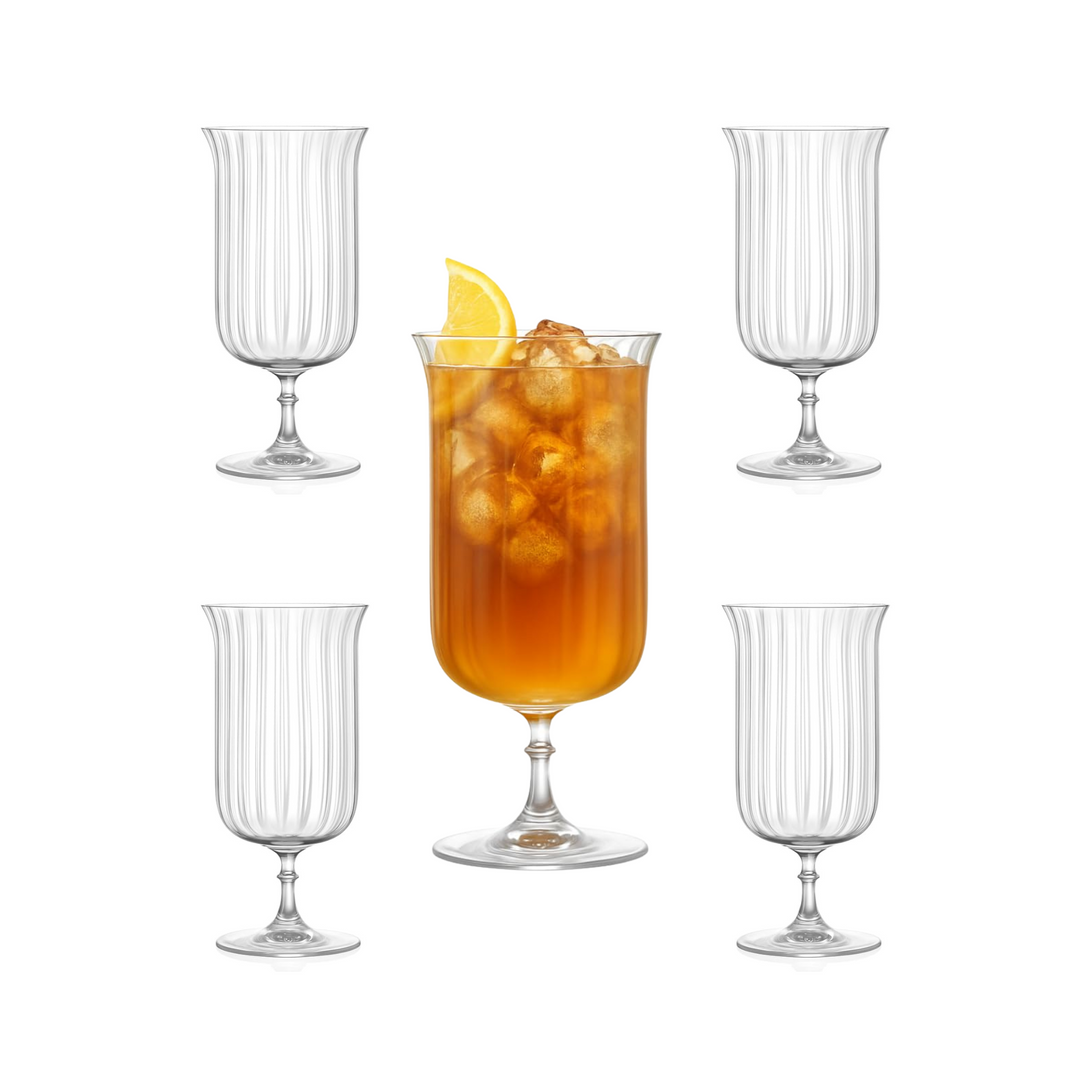 Rims Orient-Coupe Gin Sour/Long Island Ribbed Cocktail Glasses - (Deco) Set of 2 (11.5oz / 340mL)