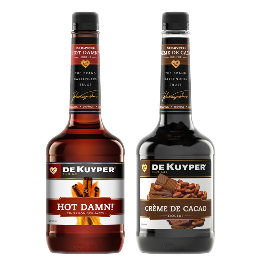 Dekuyper Cinnamon Schnapps Hot Damn and Dekuyper Creme De Cacao Dark