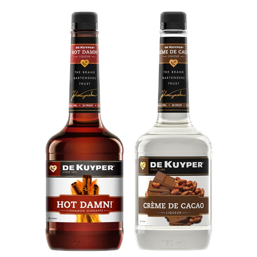 Dekuyper Cinnamon Schnapps Hot Damn and Dekuyper Creme De Cacao White