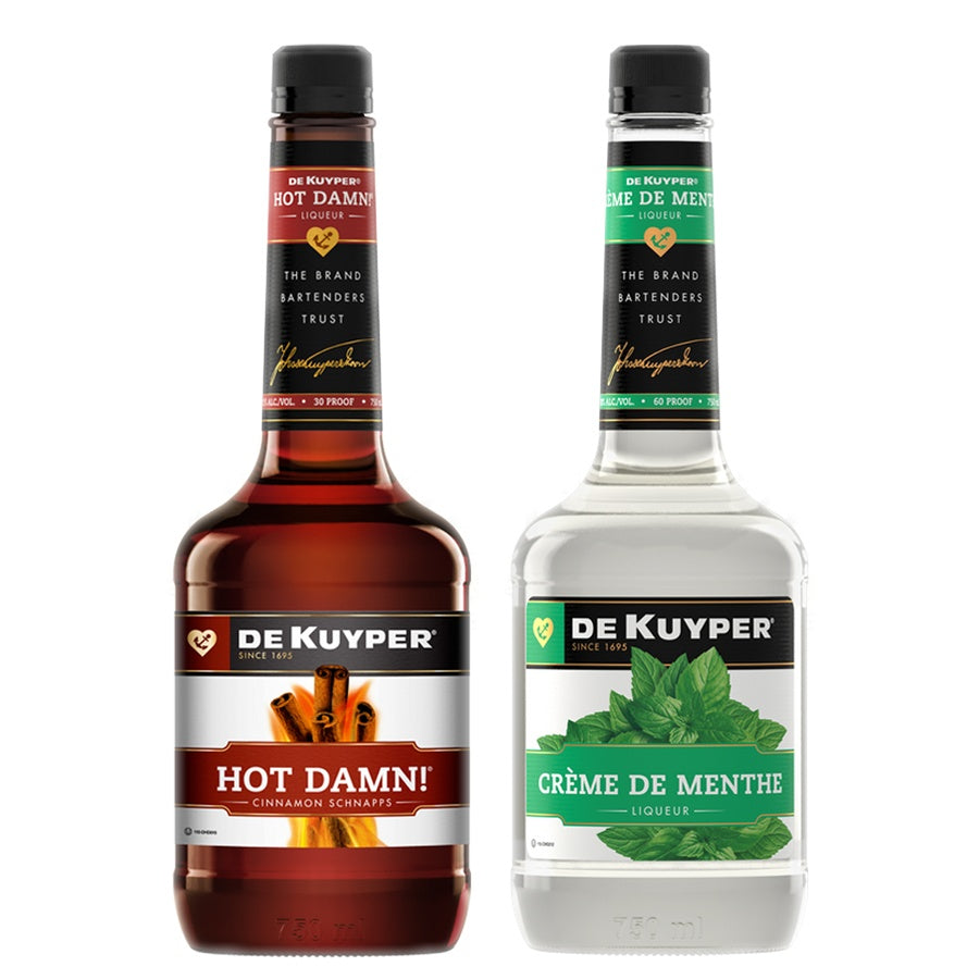 Dekuyper Cinnamon Schnapps Hot Damn and Dekuyper Creme De Menthe White