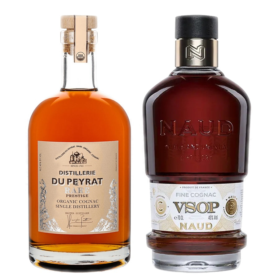 Distillerie Du Peyrat Cognac Rare Prestige Single Distillery and Naud Cognac VSOP