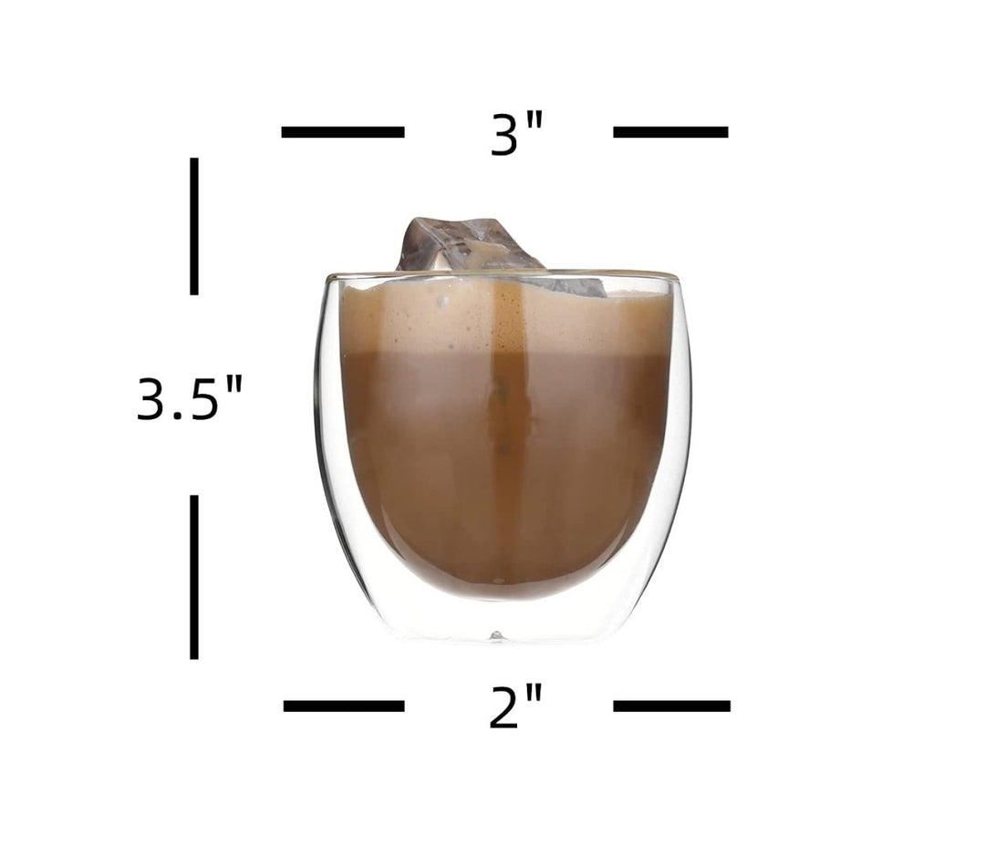 Double Wall Glass Coffee Mugs Cups - 8.5oz/12oz - BottleBuzz