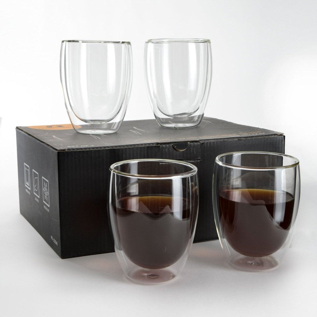 Double Wall Glass Coffee Mugs Cups - 8.5oz/12oz - BottleBuzz