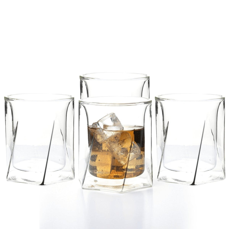 Double Wall Hexagon Whiskey Glasses - Set of 4 - BottleBuzz