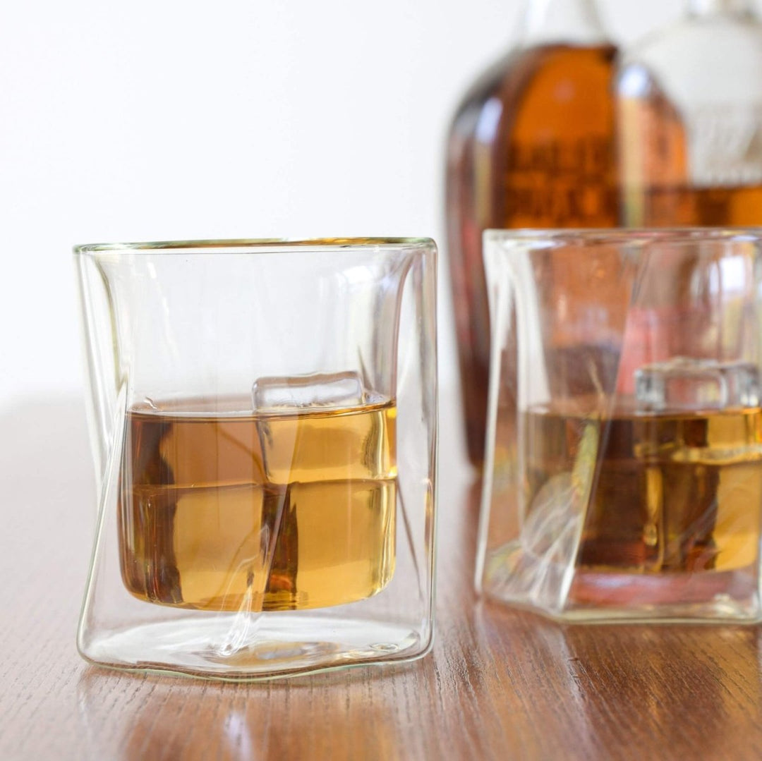 Double Wall Hexagon Whiskey Glasses - Set of 4 - BottleBuzz