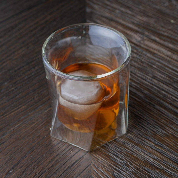 Double Wall Hexagon Whiskey Glasses - Set of 4 - BottleBuzz