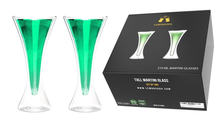 Double Walled Cocktail Martini Glasses - 210 mL / 7 fl. oz Set of 2 or 4 - BottleBuzz