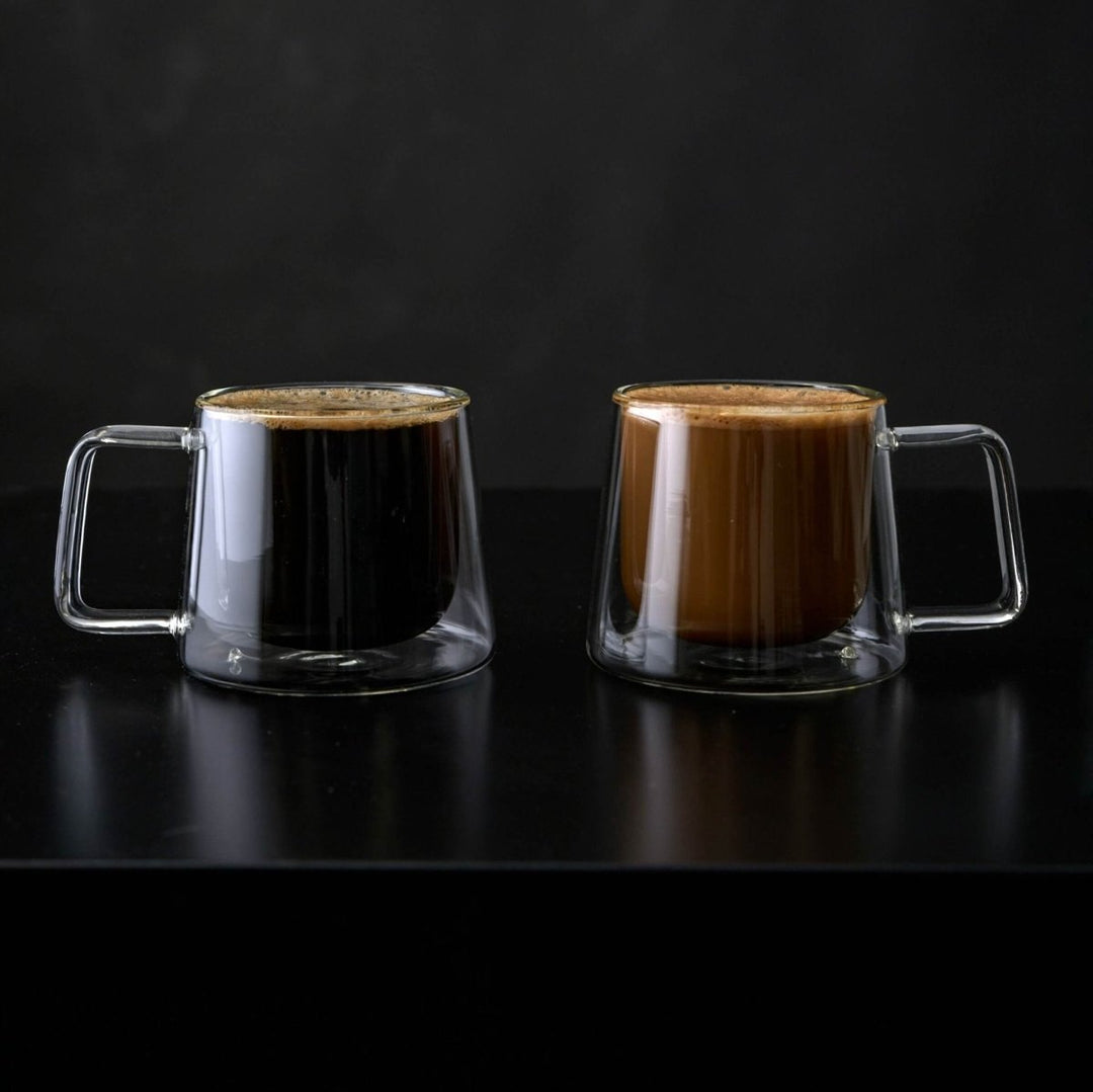 Double Walled Glass Coffee Drink Mug with Handle - Set of 2 - 8.5oz - BottleBuzz