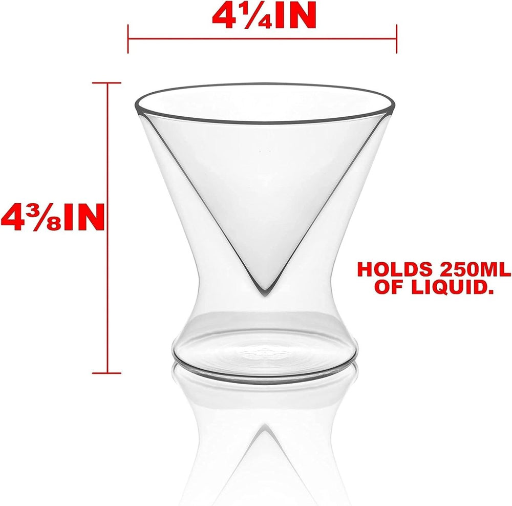 Double - Walled Stemless Martini Glasses - Set of 2/Set of 4 - 8oz - BottleBuzz